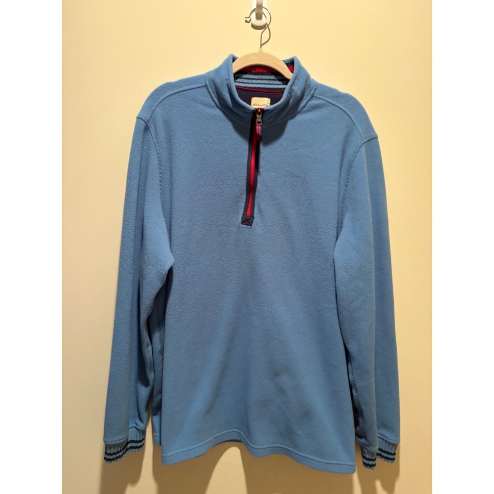 GH Bass Mens XL Light Blue Quarter Zip Fleece Pullover Mock Neck Sweater RN36543